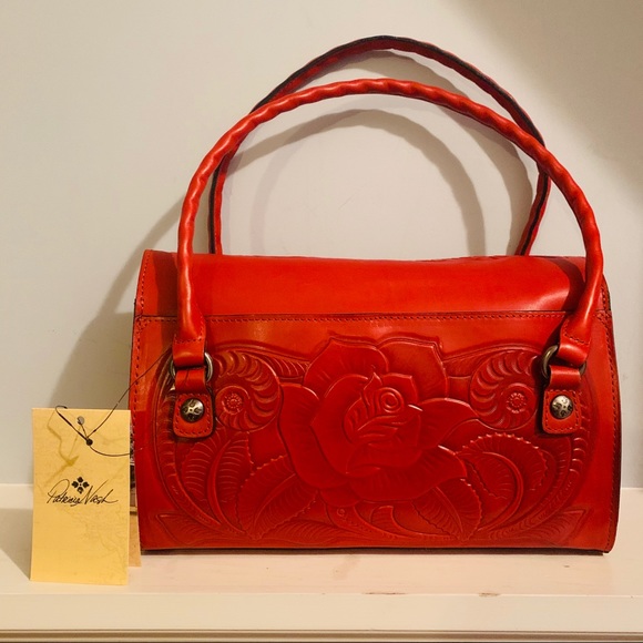 Patricia Nash Sanabria Tooled Rose Orange Satchel - Picture 3 of 7